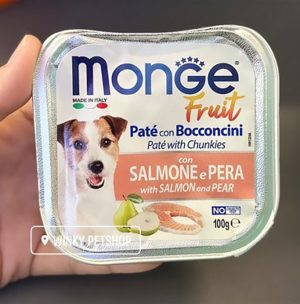 Pate Monge cho chó 100g vị cá hồi và lê