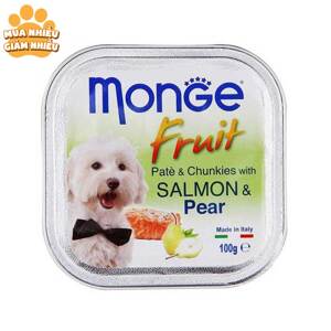 Pate Monge cho chó 100g vị cá hồi và lê