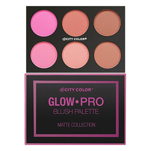 Phấn má City Color Glow Pro Blush Palette Matte Collection​ tông cam, nude, nâu