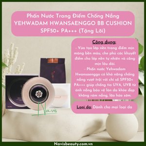 Phấn Nước Trang Điểm Chống Nắng THEFACESHOP YEHWADAM HWANSAENGGO BB CUSHION SPF50+ PA+++ (tặng kèm lõi)