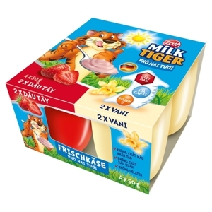 Phô mai tươi Zott Milk Tiger Dâu - Vani 4 x 50g