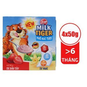 Phô mai tươi Zott Milk Tiger hương dâu - vani (1 hộp)