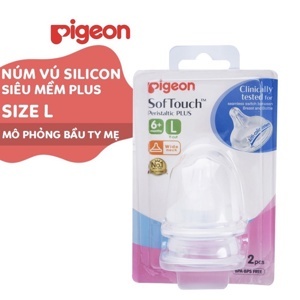 Bộ 2 núm ti cho bình cổ rộng Pigeon NV15010 - Size L