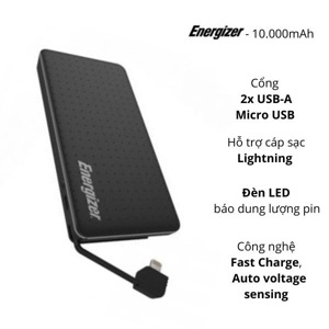 Pin sạc dự phòng Energizer XP10002A - 10.000mAh