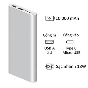 Pin sạc dự phòng Xiaomi Gen 3 Version 2019 Polymer 10000mAh