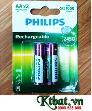 Pin Sạc Philips NiMH AA 2450mAh R6B2A245 (2 Viên AA)