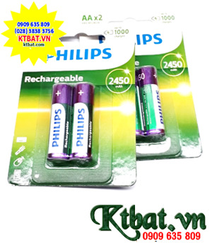 Pin Sạc Philips NiMH AA 2450mAh R6B2A245 (2 Viên AA)