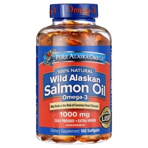 Viên bổ sung Omega 3, DHA, EPA giúp não phát triển từ dầu cá hồi tự nhiên Pure Alaska Omega 3 180 viên