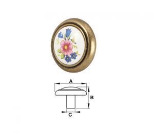 Quả nắm màu đồng cổ kèm hoạ tiết sứ Hafele 121.26.140 (32x22mm)