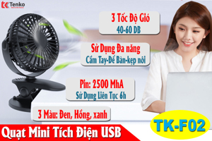 Quạt sạc để bàn mini XH-09 - Có đế kẹp cố định