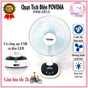 Quạt sạc điện Povena PVN-5612