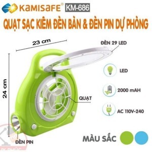 Quạt sạc kiêm đèn sạc đèn pin đa năng KM-686