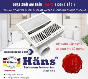 Quạt sưởi âm trần Hans HA-S