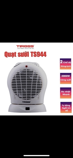 Quạt sưởi Tiross TS944 (TS-944) - Quạt sưởi 2 chiều