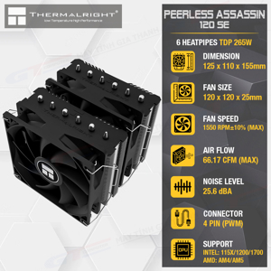 Quạt tản nhiệt CPU Thermalright Dual-Tower Peerless Assassin 120 SE