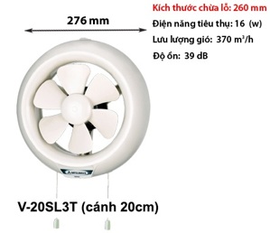 Quạt thông gió Mitsubishi V-20SL3T