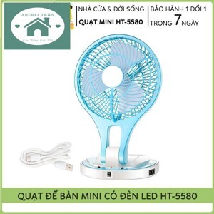 Quạt tích điện kiêm đèn led để bàn HT-5580