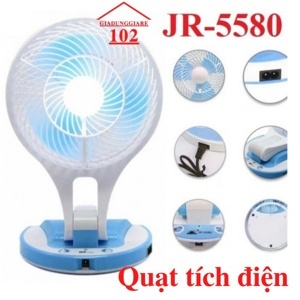 Quạt tích điện kiêm đèn led để bàn HT-5580