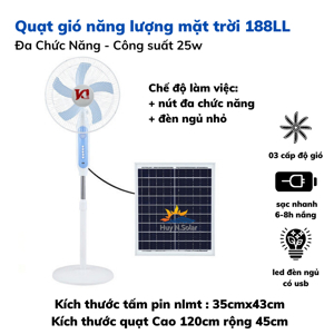 Quạt tích điện năng lượng mặt trời Jindian JD-188L