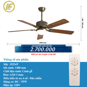 Quạt trần 5 cánh gỗ Ceiling fan 56YY-19234