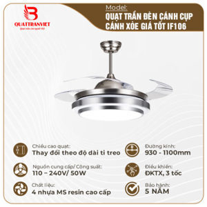 Quạt trần cánh cụp xòe 4 cánh IF106