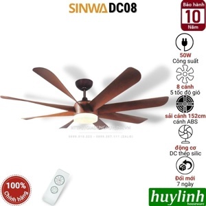 Quạt trần đèn Sinwa 8 cánh DC08