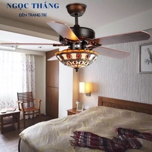 Quạt trần đèn 5 cánh Chao Tiffany QT5216