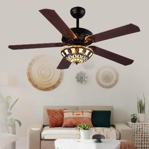 Quạt trần đèn 5 cánh Chao Tiffany QT5216