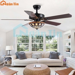 Quạt trần đèn 5 cánh Chao Tiffany QT5216