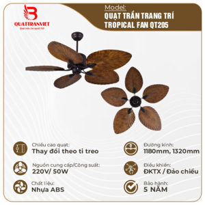 Quạt trần đèn Aurora Lighting 5 cánh QT-205