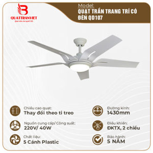 Quạt trần đèn 5 cánh QD107