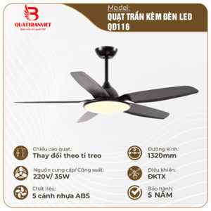 Quạt trần đèn 5 cánh QD116