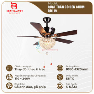 Quạt trần đèn 5 cánh QD119