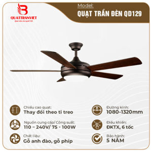 Quạt trần đèn 5 cánh QD129