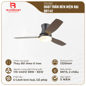 Quạt trần đèn 3 cánh QD141