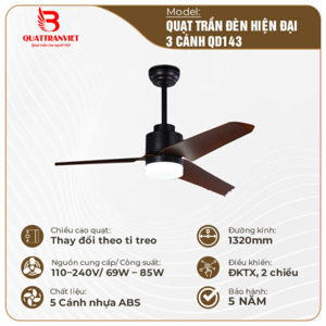 Quạt trần đèn 3 cánh QD143