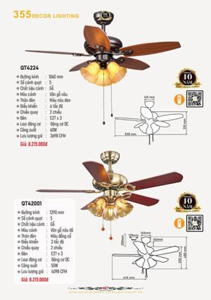 Quạt trần đèn 5 cánh QT42001