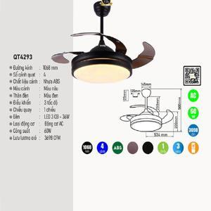 Quạt trần đèn 4 cánh QT.4293