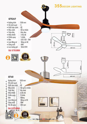 Quạt trần đèn QT5247