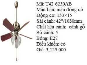 Quạt trần đèn 5 cánh T42-6230AB