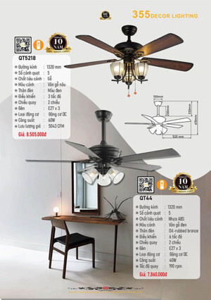 Quạt trần đèn 5 cánh QT.5218