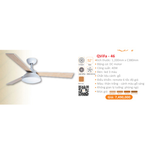 Quạt trần đèn 3 cánh Vifa 46
