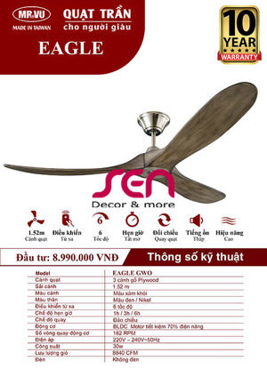 Quạt trần EAGLE 3 cánh 60