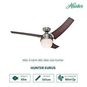 Quạt trần đèn Hunter EURUS 3 cánh 50611