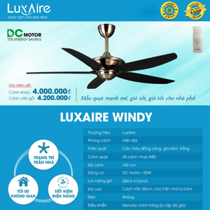 Quạt trần LuxAire Windy