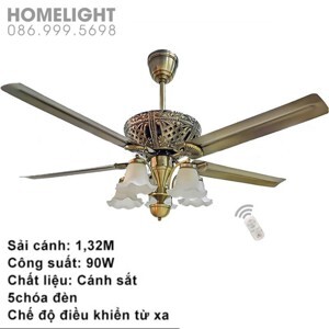 Quạt trần đèn 5 cánh AC 2225ABT