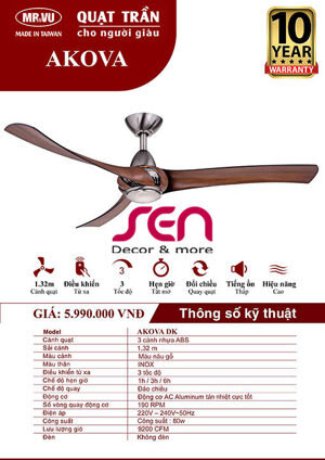 Quạt trần Royal 3 cánh Akova