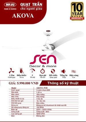 Quạt trần Royal 3 cánh Akova