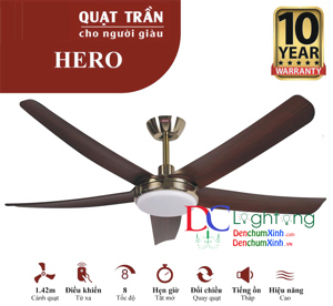 Quạt trần Royal Hero Gold Led