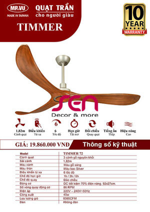 Quạt trần Royal Timmer 3 cánh 72 (72'')